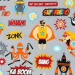 Tissu Superheros Mix fond gris 20x110 cm