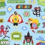Tissu Superheros Mix fond bleu 20x110 cm