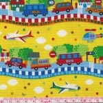 Tissu Amazing world embouteillages fond jaune 20x110 cm