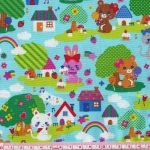 Tissu Amazing world village magique fond bleu 20x110 cm