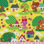Tissu Amazing world village magique fond jaune 20x110 cm