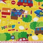 Tissu Amazing world city mix fond jaune 20x110 cm