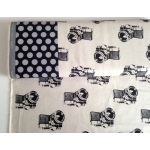 Tissu Echino appareil photo fond naturel bordure pois 20 x 110 cm