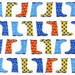 Tissu Bottes de pluie Jack & Jenny bleu jaune rouge 20x110 cm