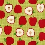 Tissu Metro Market pommes fond vert 20x110 cm
