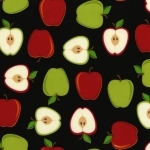 Tissu Metro Market pommes fond noir 20x110 cm