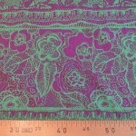 Voile de coton inspiration batik violet et vert 50 x 140 cm