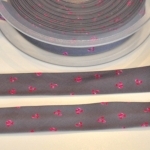 Biais gris cerises fushia 1m