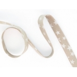 Biais Batiste de coton Etoiles Taupe / Nacré 1 m