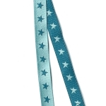 Ruban Etoiles réversible bleu / bleu 1m
