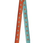 Ruban Etoiles réversible bleu clair / mandarine 1m