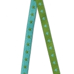 Ruban Etoiles réversible bleu clair / vert 1m