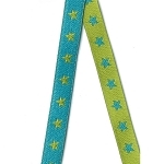 Ruban Etoiles réversible bleu moyen / vert 1m