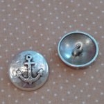 Bouton métal encre marine argent 15 mm