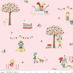 DERNIER COUPON Tissu The Simple Life fond rose 1m x110 cm