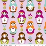 Tissu Little Matryoshka fond parme 20x110 cm
