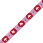 Ruban étoile cerce rose rouge 1m