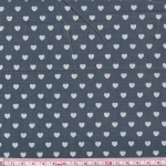 Popeline Basics coeurs fond gris foncé 20x140 cm