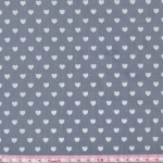 Popeline Basics coeurs fond gris moyen 20x140 cm