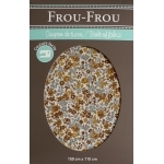 Coupon de tissu Frou-frou fleuri kaki bleu moutarde coloris 17 150 x 110 cm