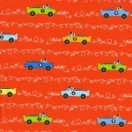 Tissu Les Monsieurs Scribble cars coloris clémentine