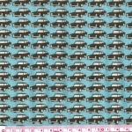 Tissu double gaze voitures noires fond bleu 20x110 cm
