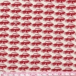 Tissu double gaze voitures rouges fond blanc cassé 20x110 cm
