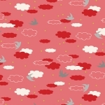 Tissu Nuages fond corail 20x110 cm