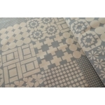 Tissu Echino Stamped damier azulejos gris clair 20x110 cm