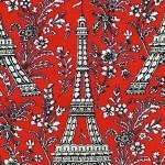 Tissu Tour Eiffel rouge 40 x 110 cm