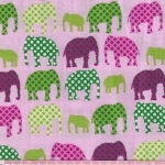 Popeline Eléphants fond rose 25x140 cm