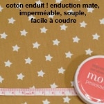 Tissu enduit Etoiles blanches sur fond moutarde 50x140 cm