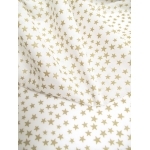 Batiste de coton Etoiles Blanc / Doré 20x140 cm