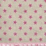 Tissu Etoiles roses à paillettes fond lin 20x110 cm