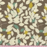 Popeline Feuillages taupe 25x140 cm