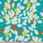 Popeline Feuillages turquoise 25x140 cm