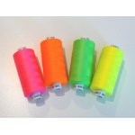 Lot de 4 bobines de fil à coudre fluo / jaune + rose + orange + vert / 4x1000 mètres
