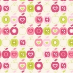 Tissu Flo's garden pommes rose vert 20 x 110 cm