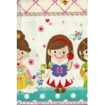 Tissu frise princesses pois fond bleu 20x110 cm