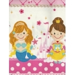Tissu frise princesses pois fond rose 20x110 cm