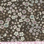 Batiste Frou-frou fleurs fond marron foncé 20x110 cm