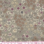 Batiste Frou-frou fleurs fond gris taupé 20x110 cm