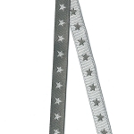 Ruban Etoiles réversible gris / blanc 1m