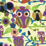 Popeline Hiboux fond clair 25x140 cm