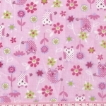 Tissu mignons hiboux fond rose 20x140 cm