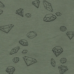 Ma rivière de diamants, jersey 100% coton kaki, 20 x 140 cm