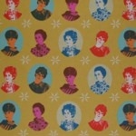 Tissu Echino Melody Miller Audrey Hepburn fond moutarde 40x110 cm