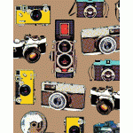 Tissu Times of your lives Camera Brown Appareil Photo 40x110 cm