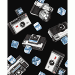 Tissu Time of your live Instamatic Appareils Photo 40x110 cm