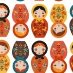Tissu Little Kukla poupées russes 20 x 110 cm